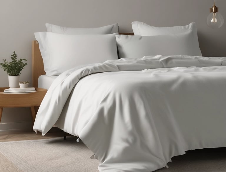 A detailed view of a textured surface featuring brown and white patterns, with a prominent leather tag embossed with the text 'Furniture'. The tag is placed on a soft fabric, contributing to a cozy aesthetic.