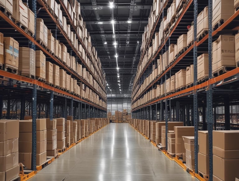 A white Amazon device, possibly a smart speaker, is positioned in the center with a soft focus on colorful LED strip lights forming an arch around it. The LED lights display a gradient of colors including purple, pink, blue, and green.