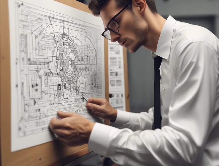A complex network of electrical infrastructure composed of metal towers, transformers, wires, and high voltage equipment, set against a partially cloudy sky. The landscape includes green vegetation in the background and gravel areas around the structures.
