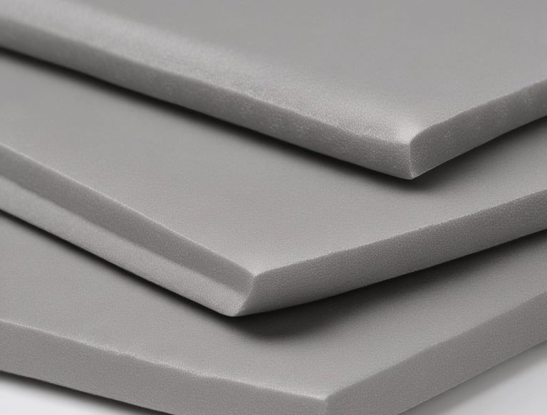 A white, irregularly shaped block of polystyrene foam is positioned centrally against a plain, light background. The texture of the foam is visible, showcasing its porous and slightly rugged surface.