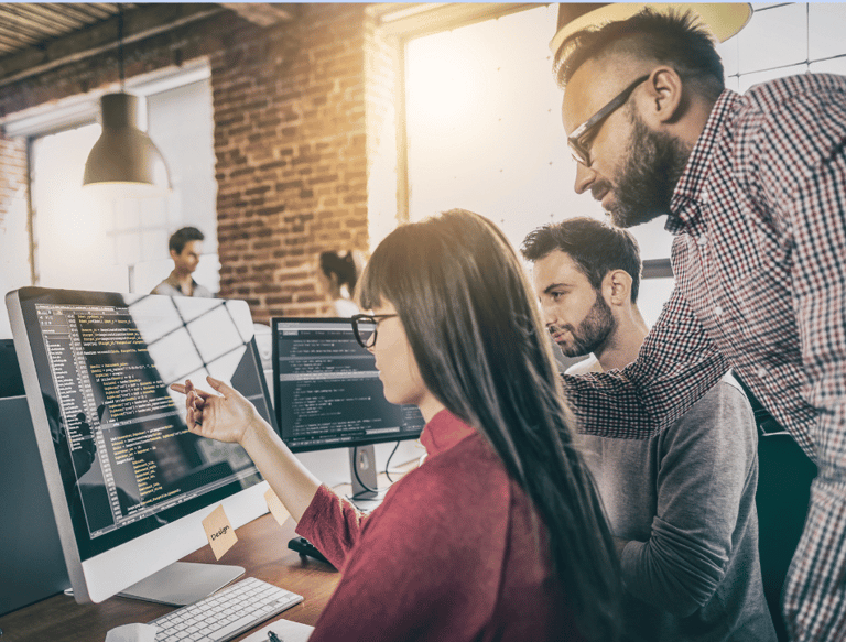 People working as a team
