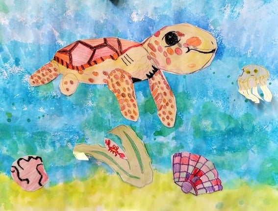 Kinderzeichnung einer Schildkröte