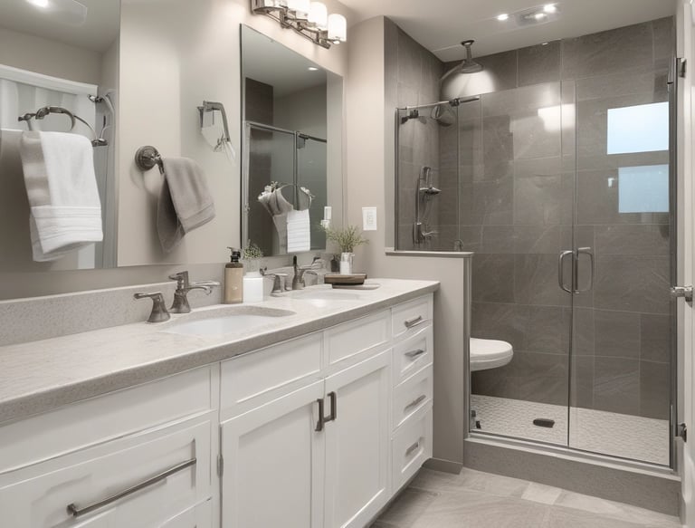 clean bathroom in laguna beach detailed to perfection