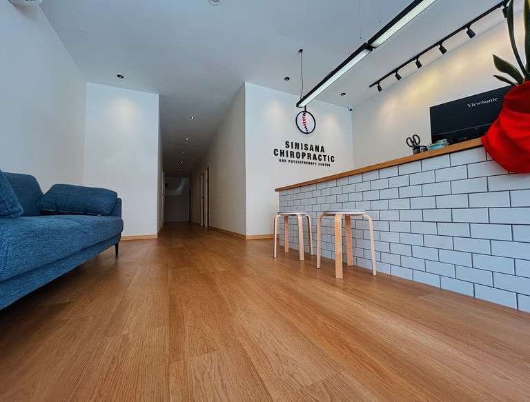 Reception area of Sinisana Chiropractic and Physiotherapy Center in Cheras, Selangor.