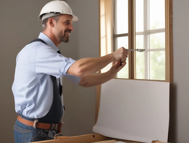 Close-up of a Prawima employee wearing a uniform with the company logo, providing cleaning service.