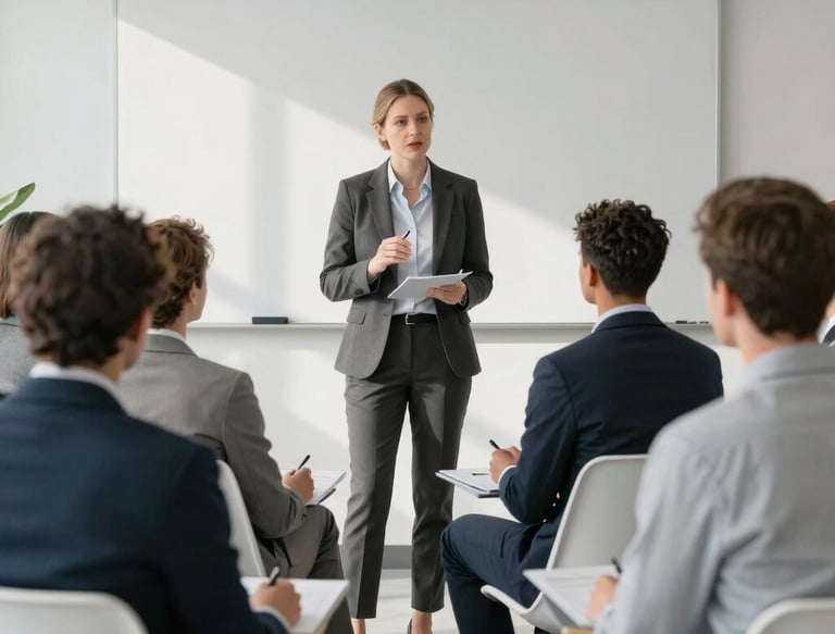 A group of diverse people collaborating around a table with laptops and notes.