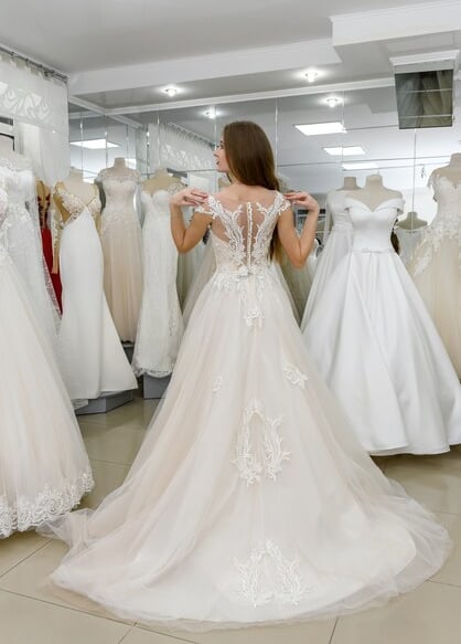 robe de mariée vu de dos forme trapèze