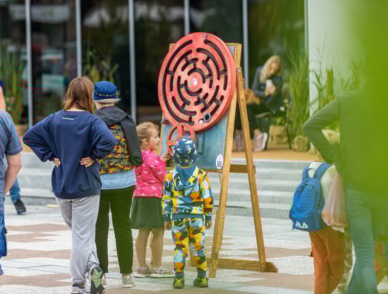 Medinis lauko žaidimas besisukantis labirintas spining maze
