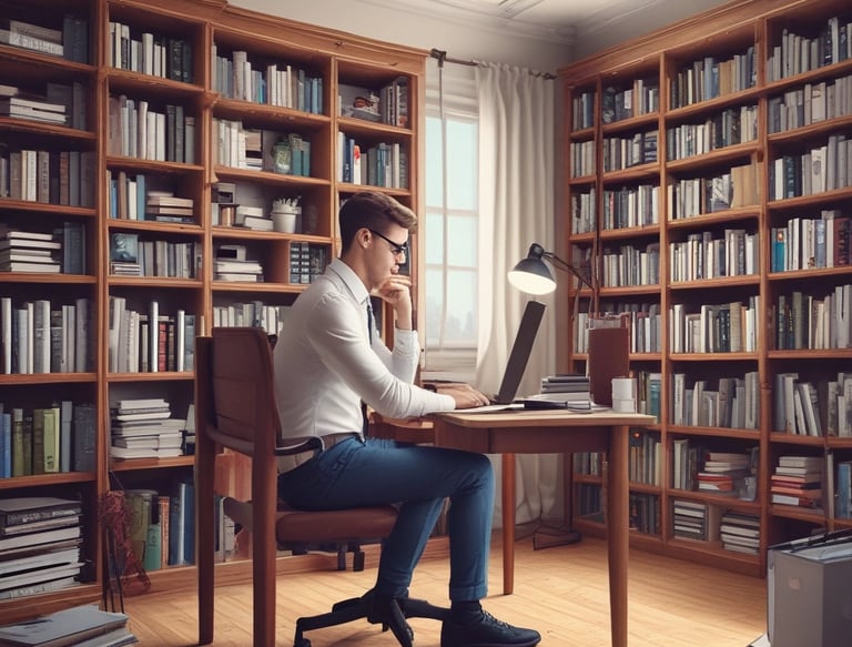 a man sitting at a desk with a laptop computer