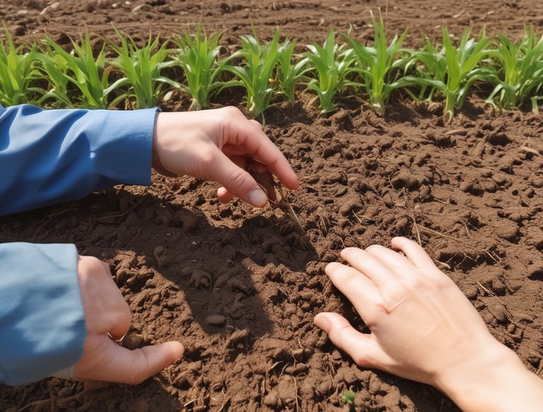 A close-up of vibrant hybrid seeds in a farmer's hand, symbolizing growth and agricultural innovation.