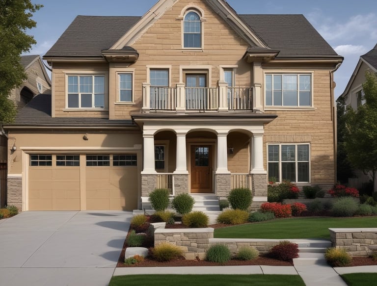 A man with Blu inscription on the back of the shirt pressure washing.
