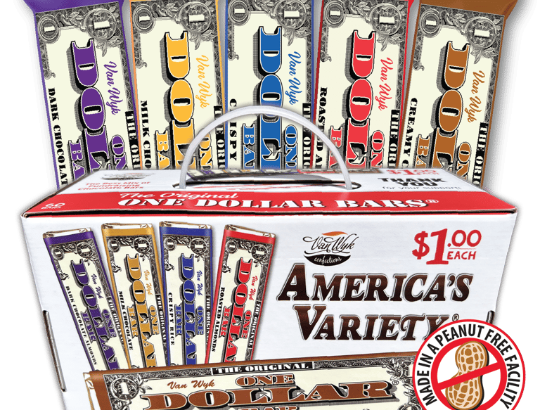 a box of american variety variety of chocolate bars