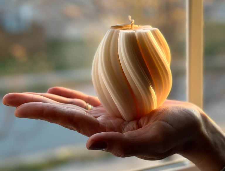 Hand holding a twisted candle