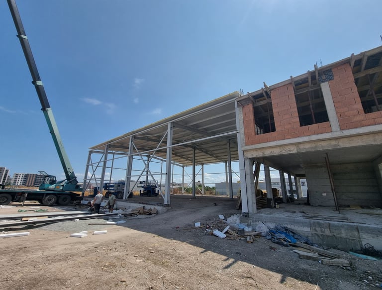 a commercial building being worked on