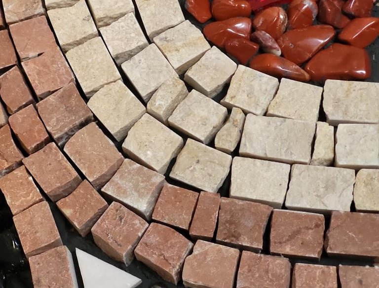 Détaill d'une mosaique en marbre d'italie