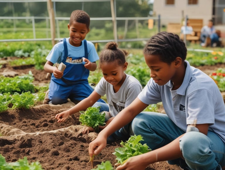 A mentor guiding students in a life skills workshop.