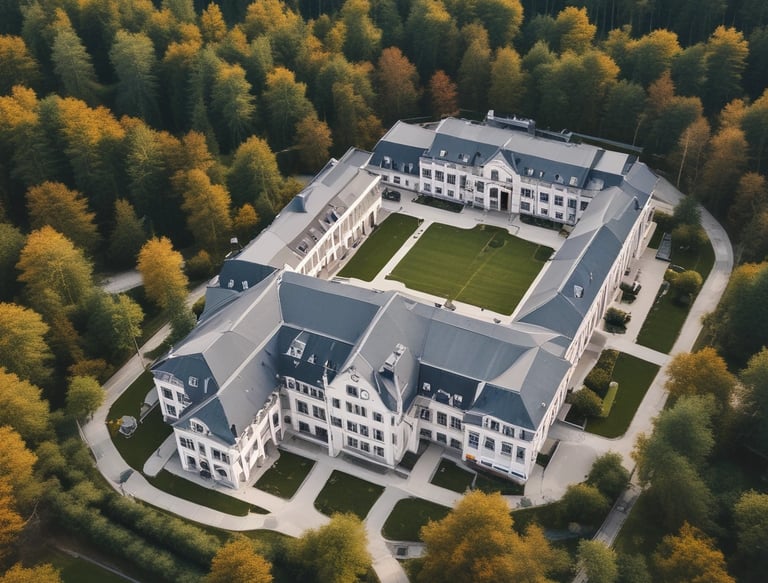 A warm, inviting school entrance with children happily walking in.