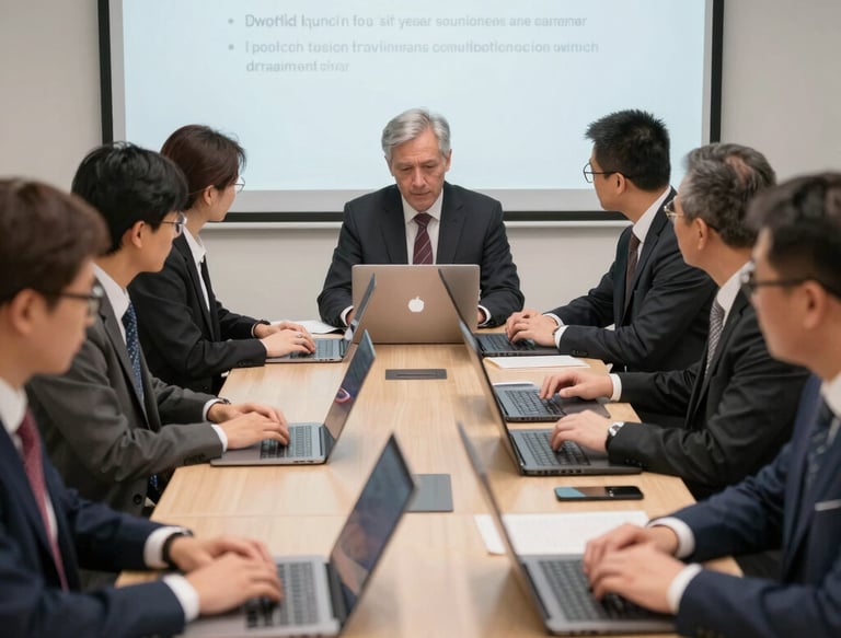 A friendly teknara team member assisting a client with IT equipment setup in a modern office.