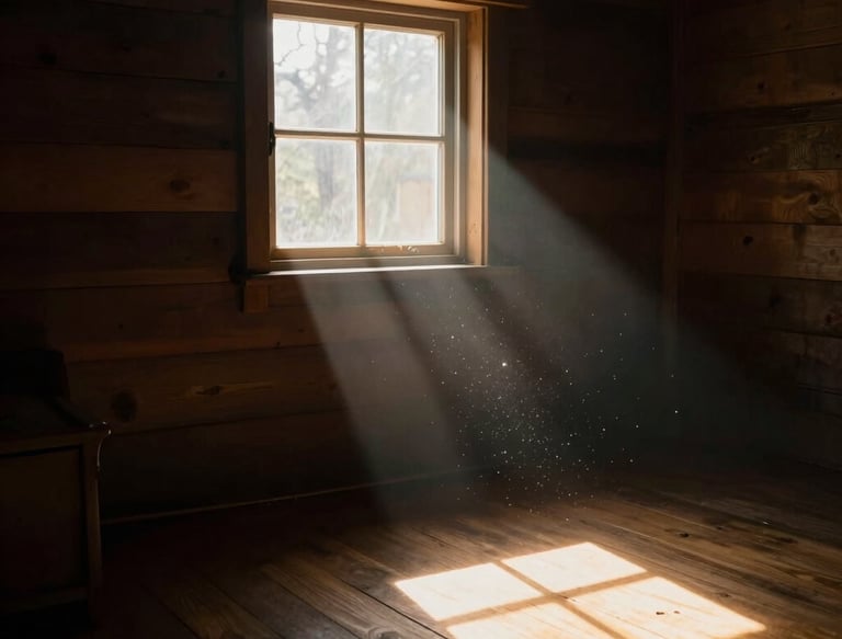 A serene, softly lit room with a comfortable chair and calming plants by a window.