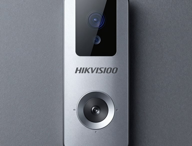 Technician installing a biometric access control system at a business entrance.