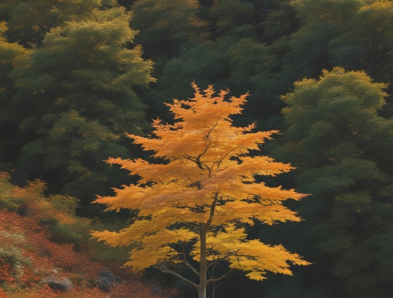 Close-up of a walnut wood circular logo burned with 'fw' on pine-green background.