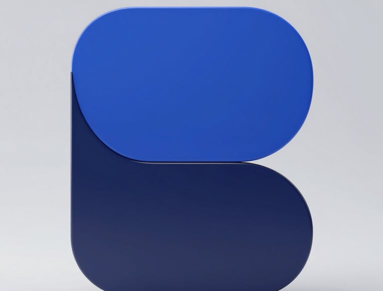 premium abstract 3D render, soft studio lighting, royal blue and deep navy gradients, champagne gold highlights, minimalist composition