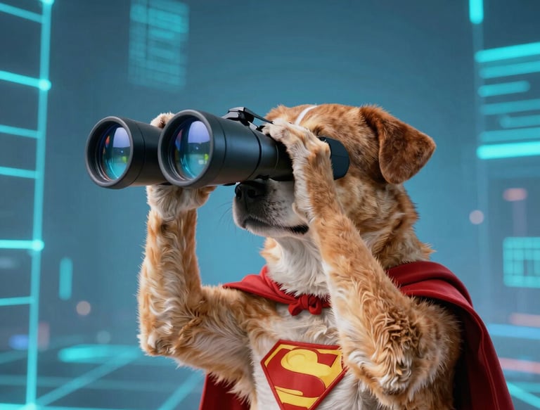 Animated .dog domain orbs swirling with electric neon light trails on a sleek black backdrop.