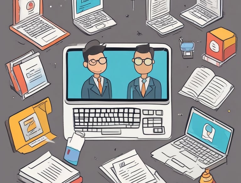 A welcoming office scene with a diverse group of software developers collaborating.