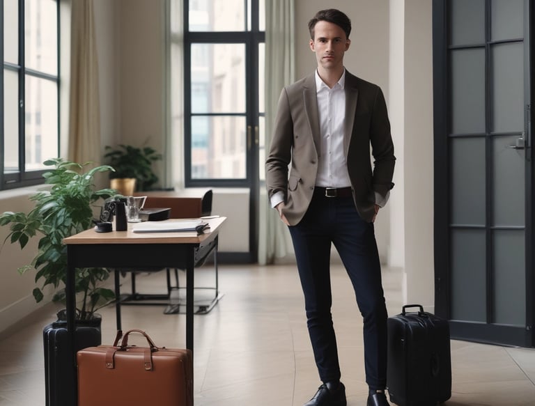 Elegant concierge assisting a traveler with personalized itinerary in a luxurious setting.