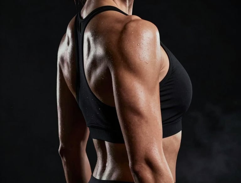 Man running on beach with headphones at sunset
