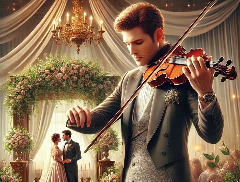 Violoniste qui joue pour une ceremonie de mariage à Paris, France