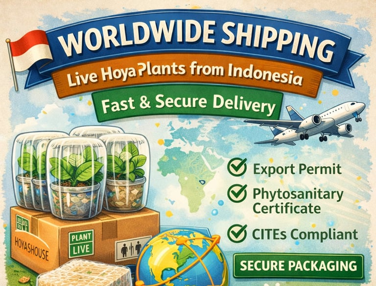 Worldwide shipping of live Hoya plants from Indonesia with secure packing
