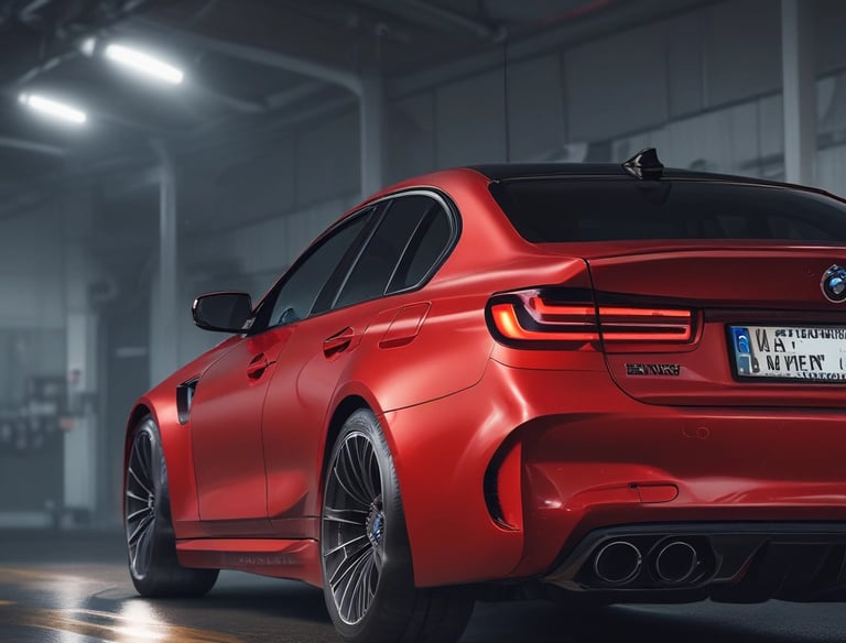 A dynamic shot of a high-performance car on a racetrack during a test drive.