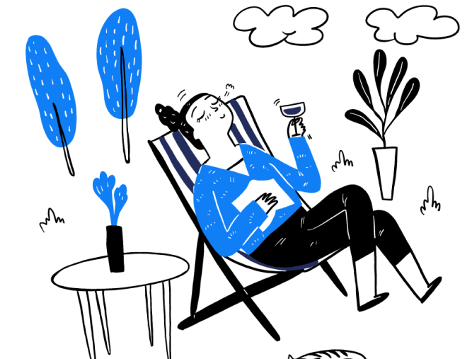 Ilustração de mulher descontraída e relaxada