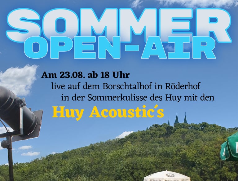 Hutkonzert mit den Huy Acoustic´s  Am 23.08. ab 18 Uhr  live auf dem Borschtalhof