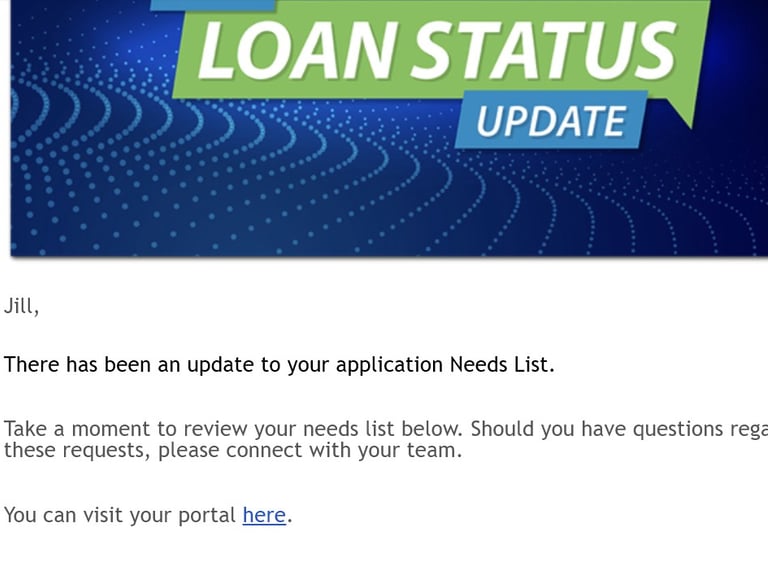 Loan Status update email