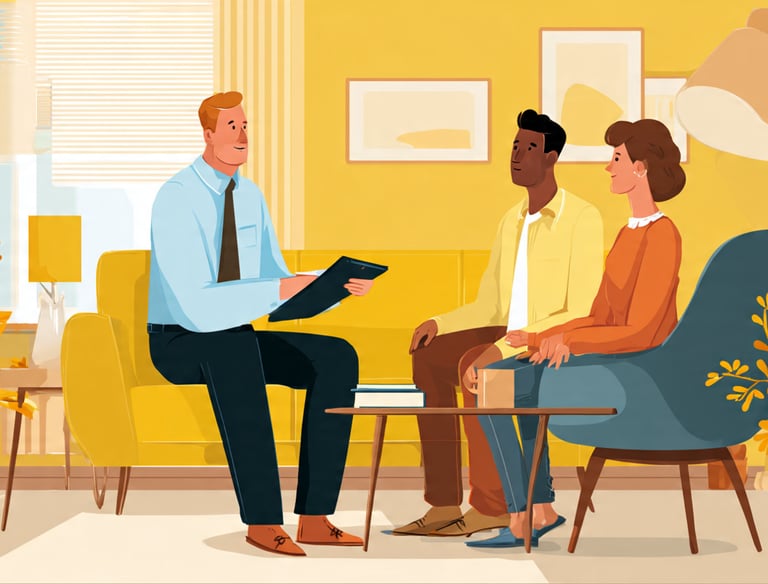 Vector illustration of a homeowner meeting with a professional to receive a cash offer.