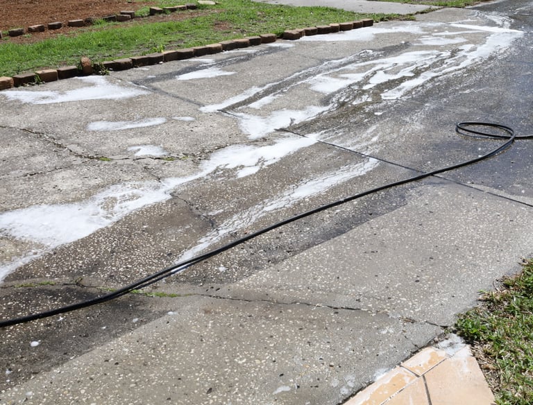 Pressure washing driveway