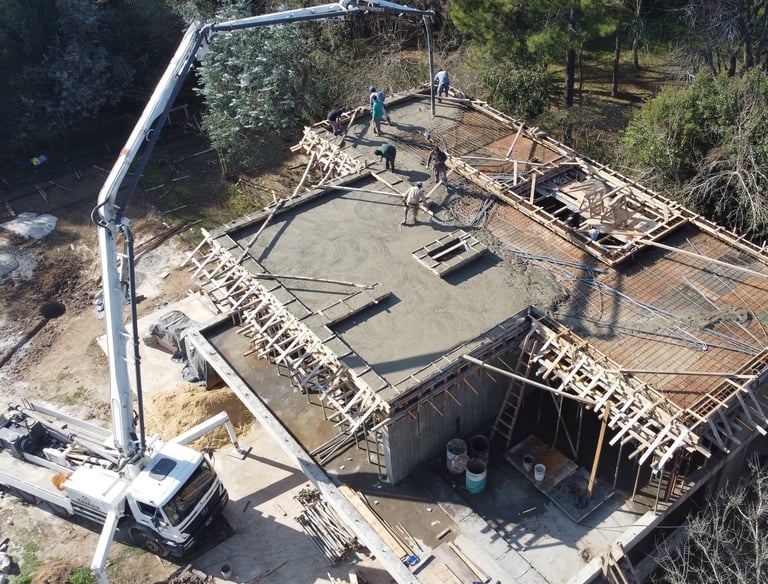 a crane is working on a construction site