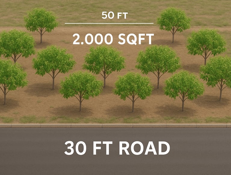 a road with trees and a road sign that says