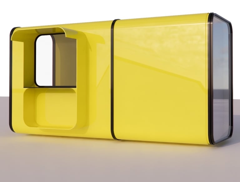 Bapsule : Modern metal food pop-up enlarge  shop with open counter.