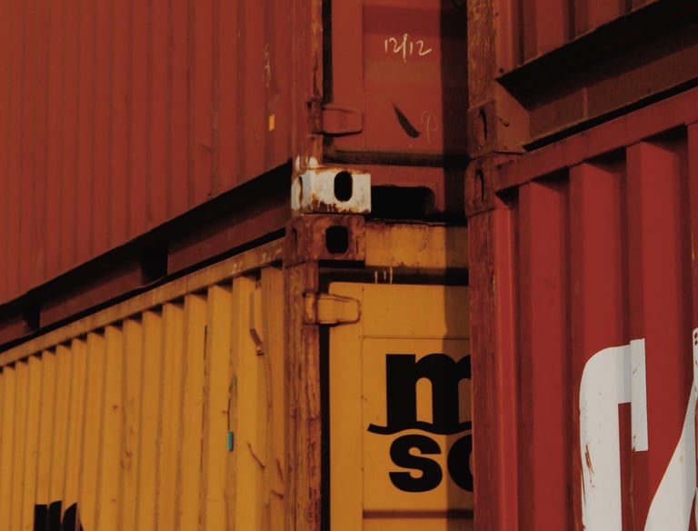 a group of containers stacked up in a row