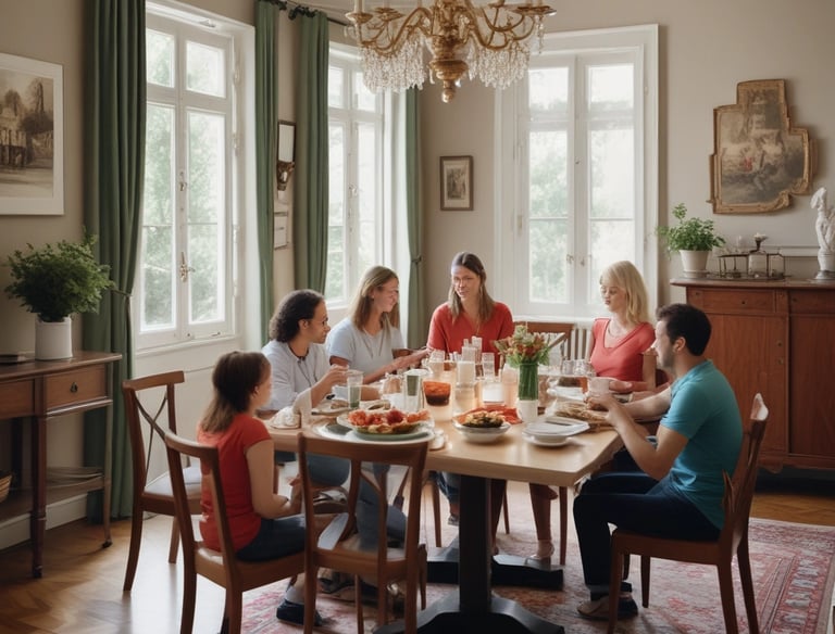 Close-up of a freshly prepared pasta dish topped with rich tomato sauce and basil.