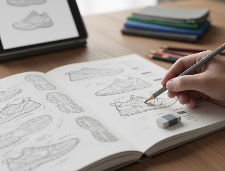 Footwear concept sketching by Cavity Studios visualizing shoe ideas | design precision & innovation