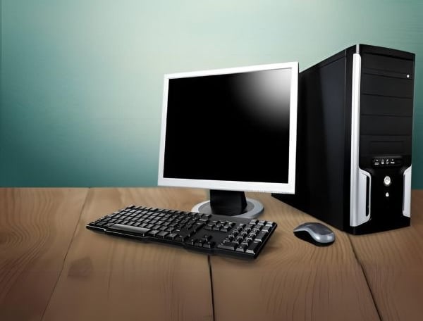 a desktop computer with a computer monitor and keyboard