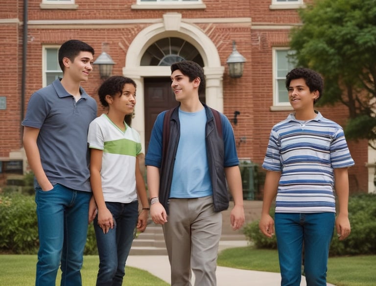 An international family visiting a US boarding school.