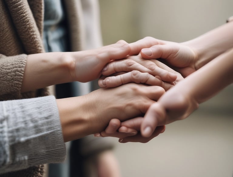 A friendly caregiver assisting a senior with a tablet device.