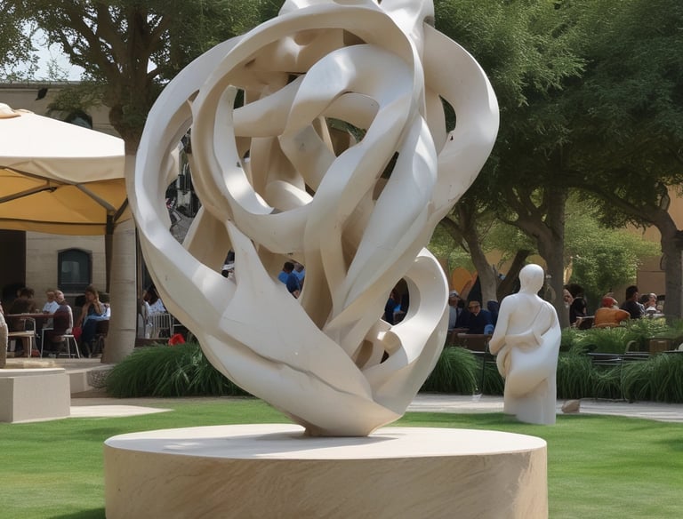 An artist creating a unique sculpture in a bright, airy studio space.