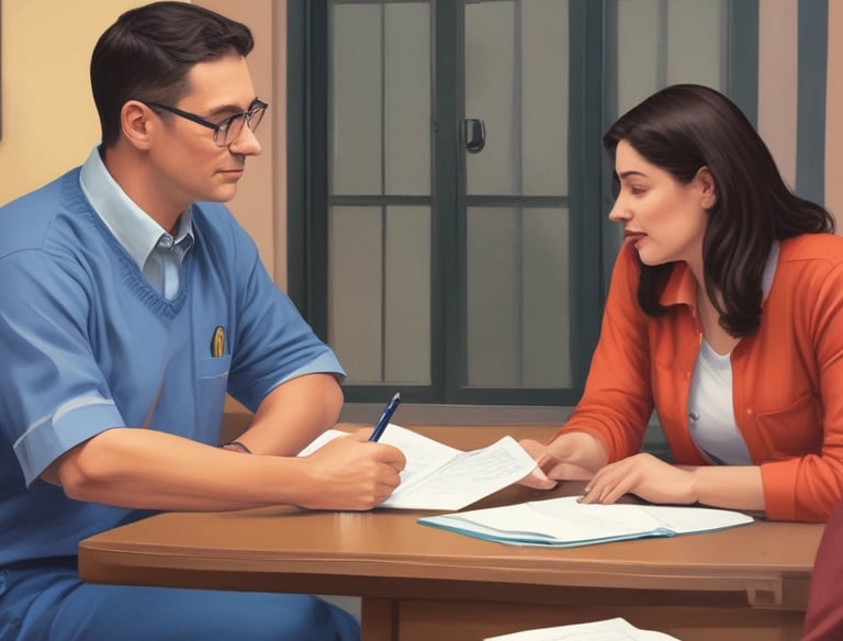 An advisor reviewing financial options with a parent.