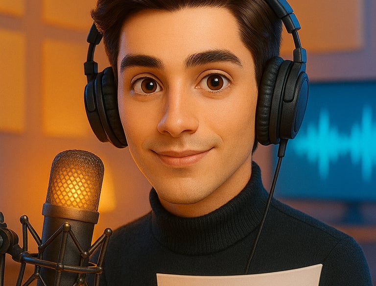 a man in a black sweater and headphones is holding a paper
